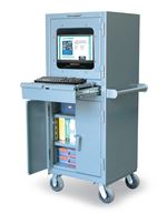 Strong Hold - 25-CC-242-RK-CA - Mobile Industrial Computer Cabinet with Retractable Keyboard