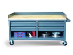 Strong Hold - 42.2-360-CSU-4DB-CA - Mobile Workbench with Key Lock Drawers and Maple Top