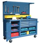 Strong Hold - 63-WB-303-6DB-12B-CA - Mobile Workbench with Pegboard, Bins and Dividers
