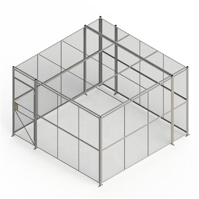 DK12124C - WireCrafters - 4-sided cage, 12' w/ Hinge Door and Ceiling, Woven Wire