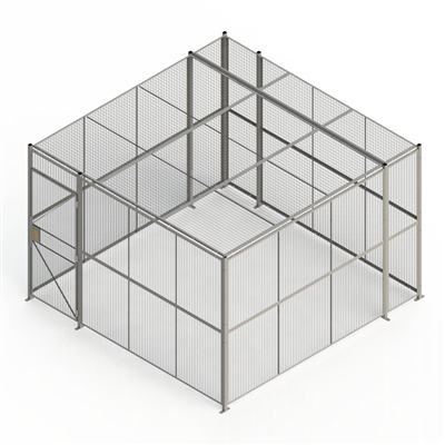 DK12124CRW - WireCrafters - 4-sided cage, 12' w/ Hinge Door and Ceiling, Welded Wire