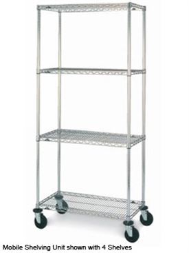 N356BC - Metro 4 Shelf Chrome Mobile Shelving Transport Cart