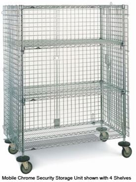 SEC55EC - Metro 4 Shelf Mobile Chrome Security Storage Unit