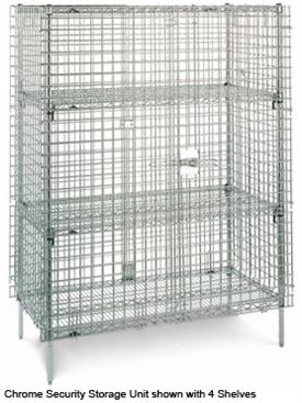 SEC66C - Metro 4 Shelf Stationary Chrome Security Storage Unit