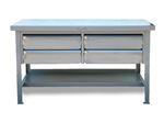 Strong Hold - T4830-4DB-KL - Industrial Shop Table with Maple Top and 4 Key Lock Drawers