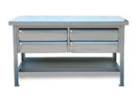 Strong Hold - T4830-4DB-KL - Industrial Shop Table with Maple Top and 4 Key Lock Drawers