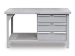 Strong Hold - T6036-3DB - Industrial Shop Table with 3 Drawers