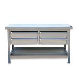 Strong Hold - T6036-4DB-KL - Industrial Shop Table with Maple Top and 4 Key Lock Drawers