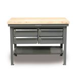 Strong Hold - T6036-4DB-KL-MT - Industrial Shop Table with Maple Top and 4 Key Lock Drawers