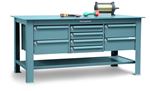 Strong Hold - T7236-8DB-KL - Heavy-Duty Shop Table with Half-Inch Steel Plate Top and Key-Lock Drawers