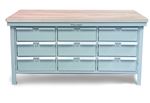 Strong Hold - T7236-9DB-MT - Industrial Shop Table with Maple Top and 9 Drawers