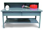Strong Hold - T7236-RS-2DB - Industrial Shop Table with 2 Drawers and Riser Shelf
