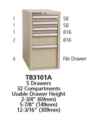 TB3101A - Vidmar Table Height Technical Bench Cabinet